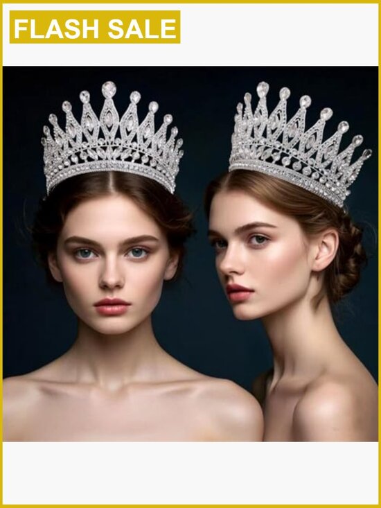 Sparkling Rhinestone Tiara Crown with Combs for Wedding Pageant Prom